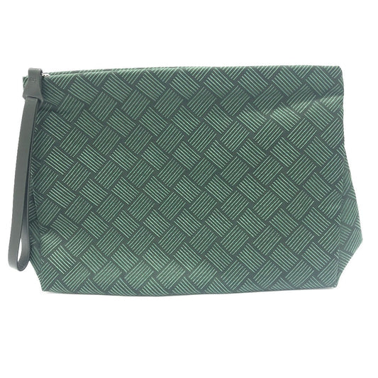 Bottegaveneta Clutch Bag Canvas Green All Over Pattern Intrecciato With Pouch Strap Women Used Authentic