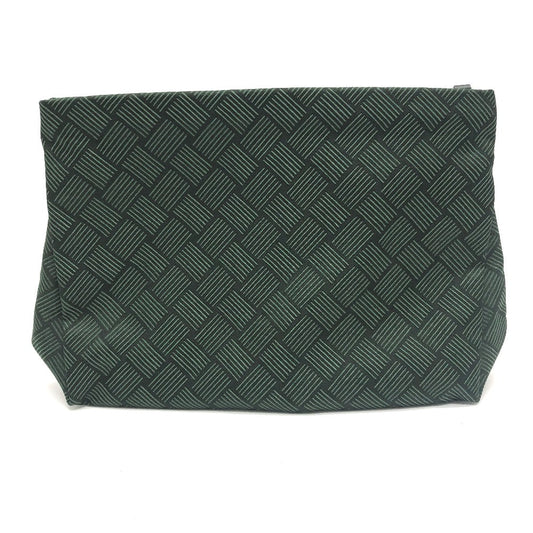 Bottegaveneta Clutch Bag Canvas Green All Over Pattern Intrecciato With Pouch Strap Women Used Authentic