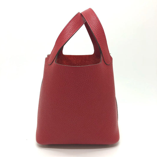 Hermes Handbag Taurillon Clemence Red Picotan Lock Pm 18 Women Used Authentic