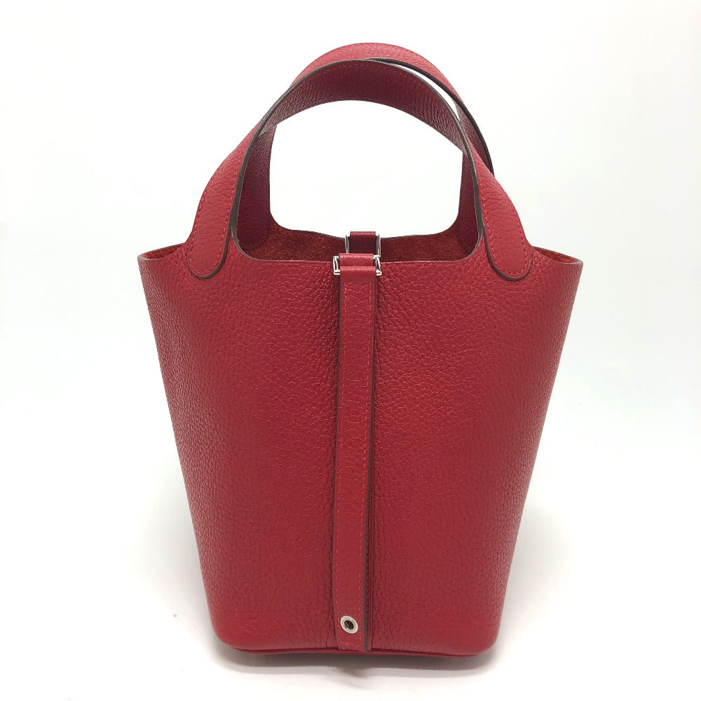 Hermes Handbag Taurillon Clemence Red Picotan Lock Pm 18 Women Used Authentic