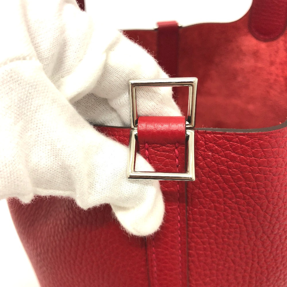 Hermes Handbag Taurillon Clemence Red Picotan Lock Pm 18 Women Used Authentic