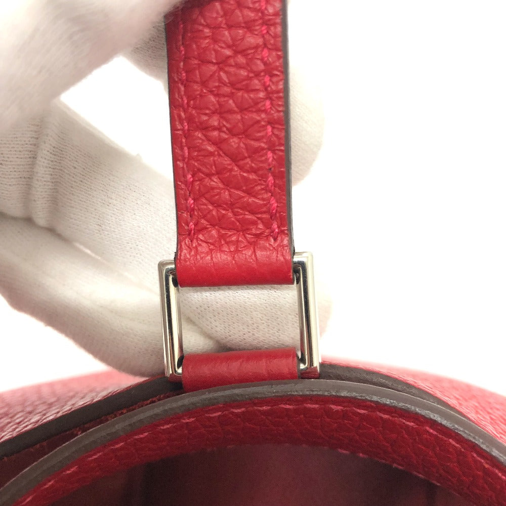 Hermes Handbag Taurillon Clemence Red Picotan Lock Pm 18 Women Used Authentic