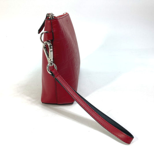 Fendi Clutch Bag 7 N0106 Leather Red Zucca Mens Used Authentic