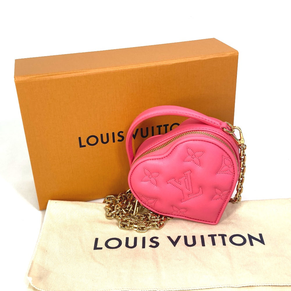 Louis Vuitton Shoulder Bag M81893 Leather Pink Monogram Bubblegram Pop My Heart Pouch Women Used Authentic