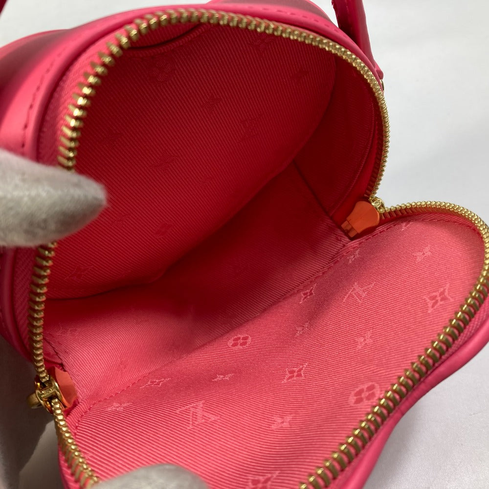 Louis Vuitton Shoulder Bag M81893 Leather Pink Monogram Bubblegram Pop My Heart Pouch Women Used Authentic