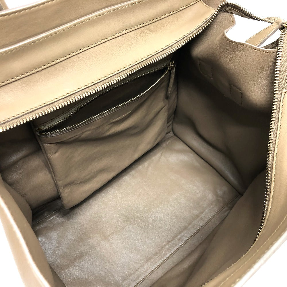 Celine Handbag Leather Beige Luggage Mini Shopper Women Used Authentic