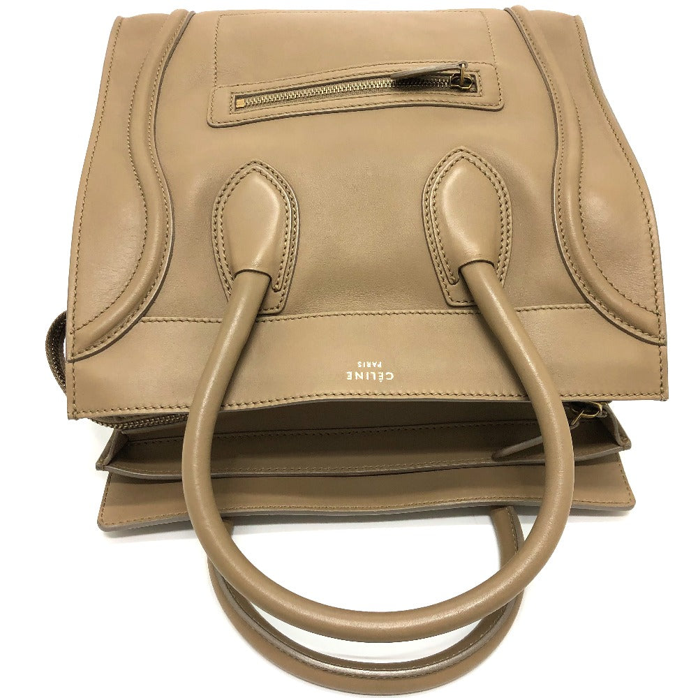 Celine Handbag Leather Beige Luggage Mini Shopper Women Used Authentic