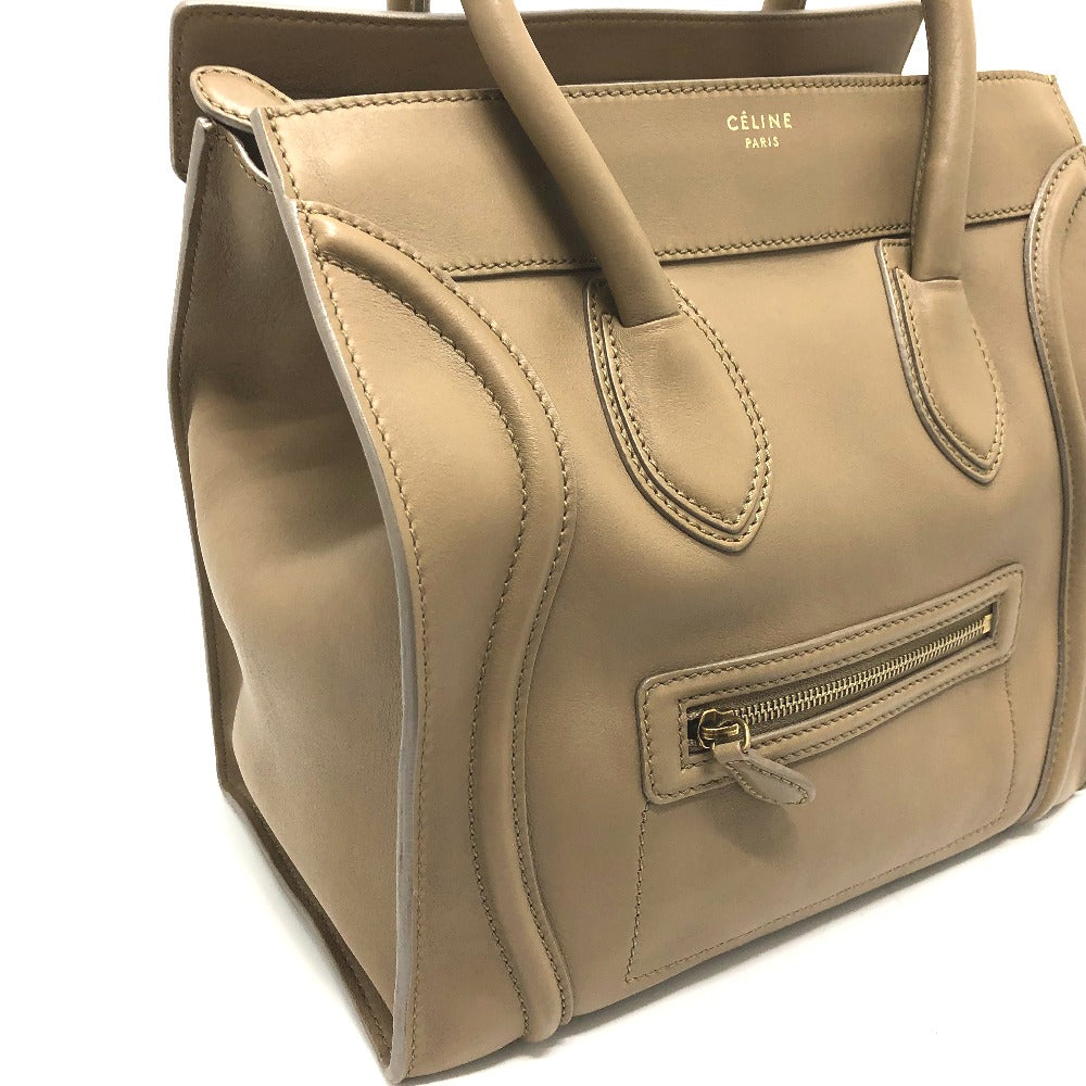 Celine Handbag Leather Beige Luggage Mini Shopper Women Used Authentic