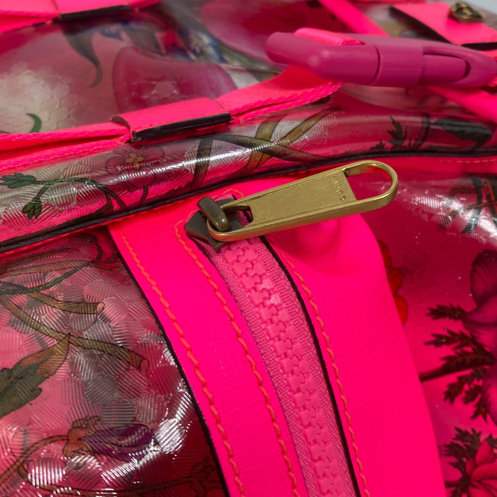 Gucci Backpack 555549 Plastics, Leather Fluorescent Pink Backpack Flora Floral Pattern Flower Women Used Authentic