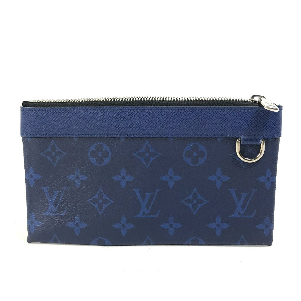 Louis Vuitton Pouch M30278 Leather/Tigarama Blue Taigalama Pochette Discovery Pm Mens Used Authentic