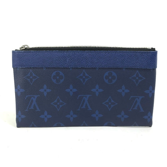 Louis Vuitton Pouch M30278 Leather/Tigarama Blue Taigalama Pochette Discovery Pm Mens Used Authentic