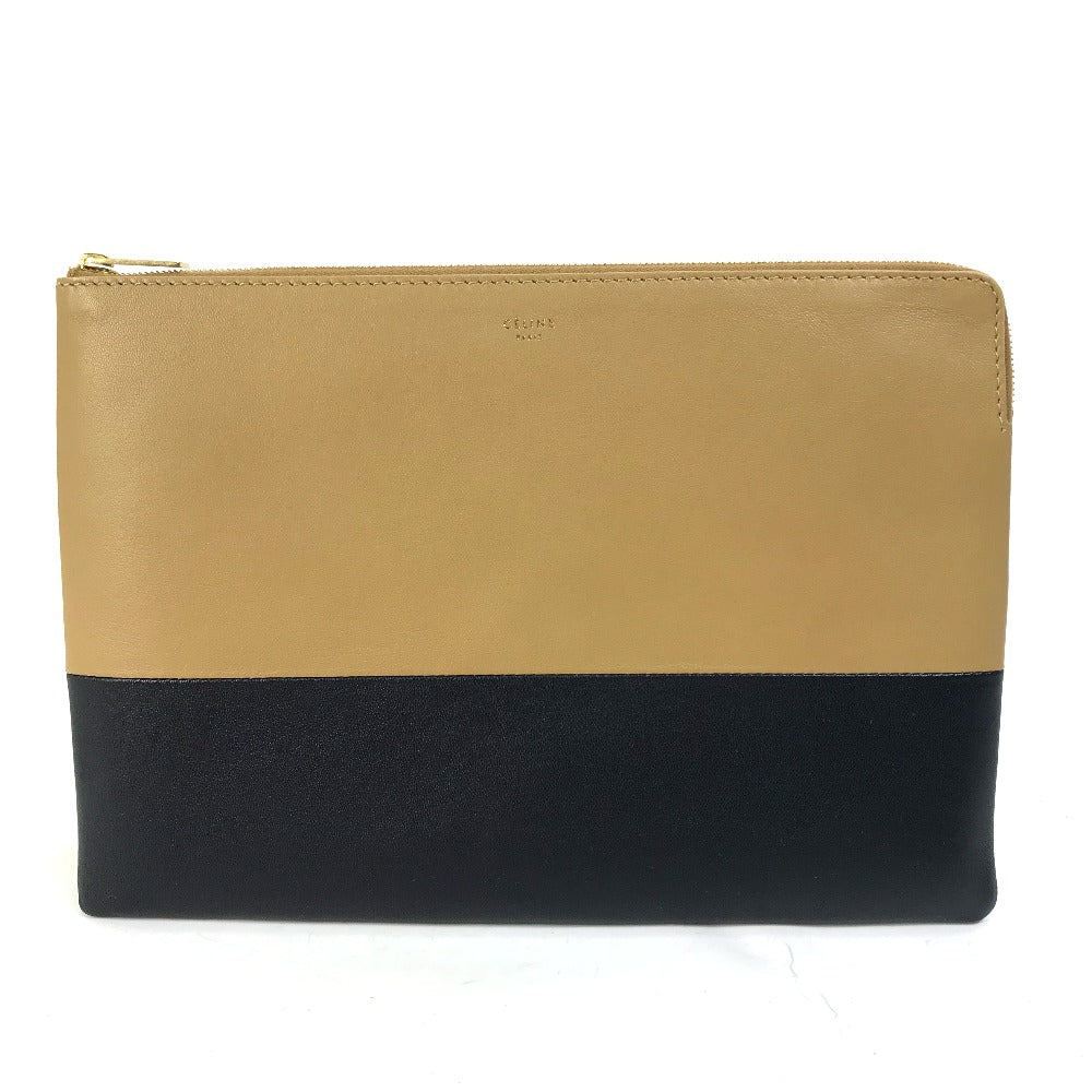 Celine Clutch Bag 100093 Htm Leather Brown Two Tone By Color Women Used Authentic