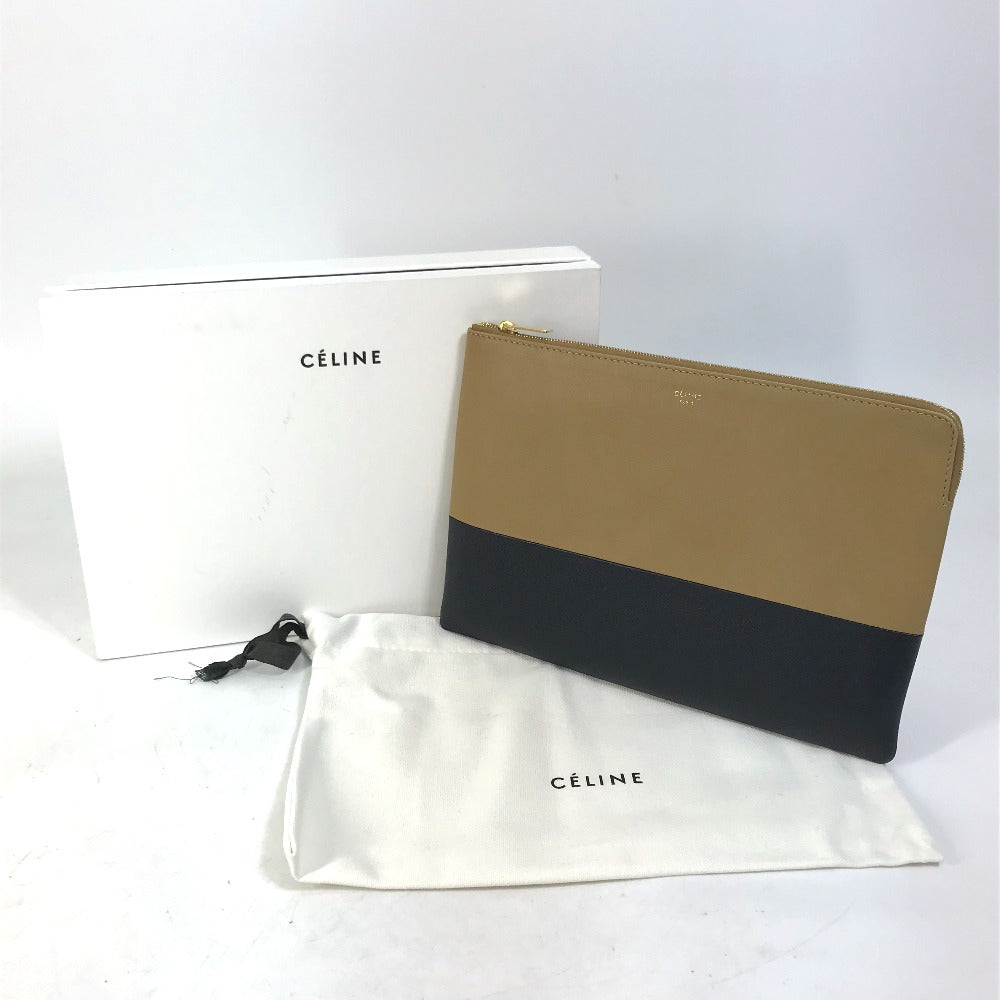 Celine Clutch Bag 100093 Htm Leather Brown Two Tone By Color Women Used Authentic