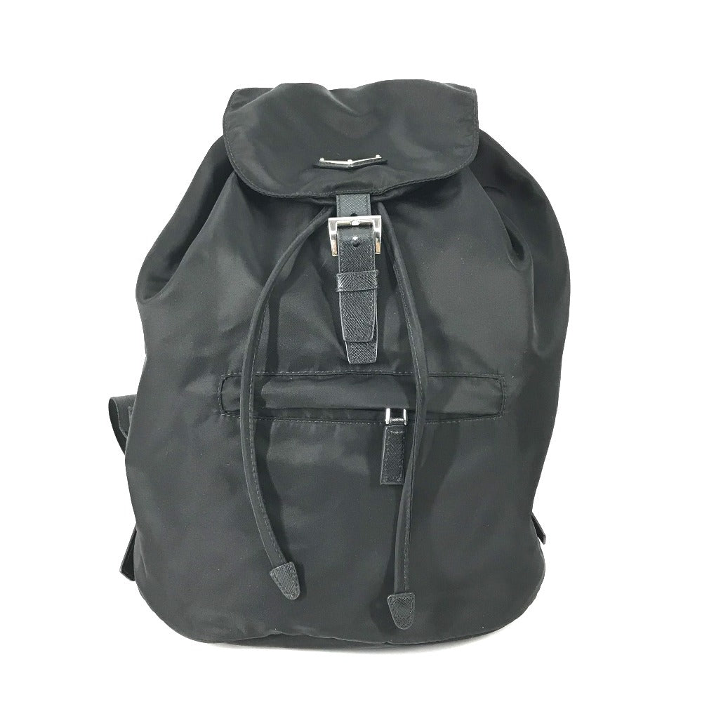 Prada Backpack 1 Bz032 Nylon / Leather Black With Logo Triangle Logo Plate Women Secondhand Authentic