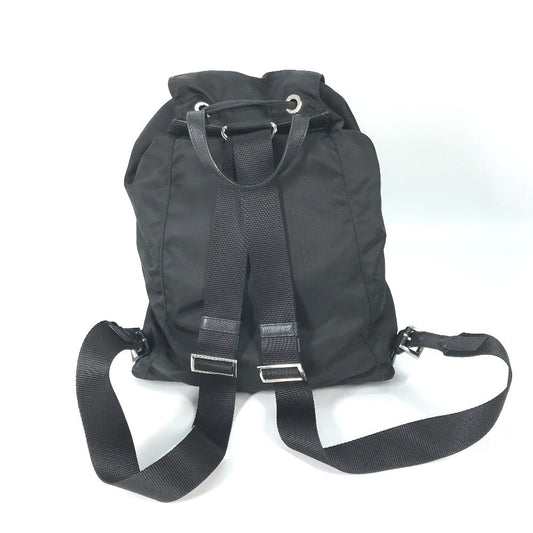 Prada Backpack 1 Bz032 Nylon / Leather Black With Logo Triangle Logo Plate Women Secondhand Authentic