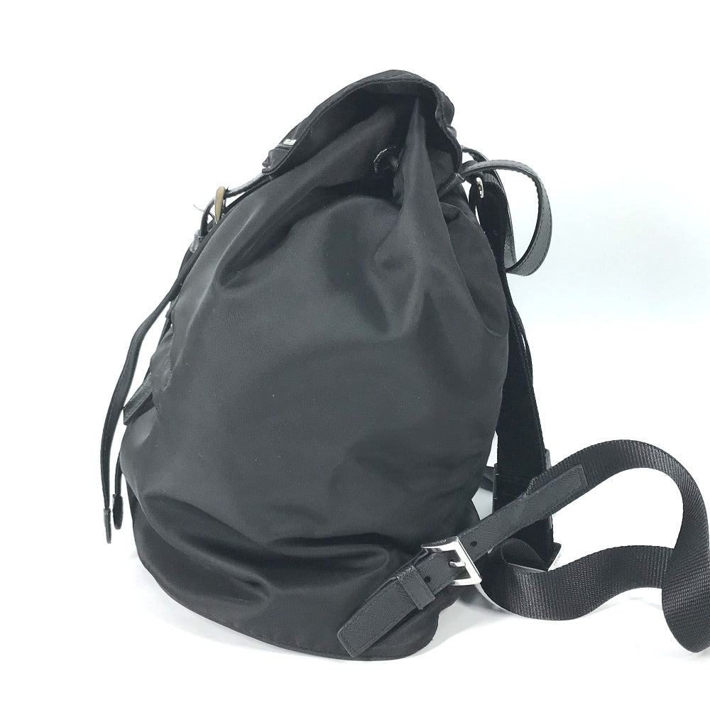 Prada Backpack 1 Bz032 Nylon / Leather Black With Logo Triangle Logo Plate Women Secondhand Authentic