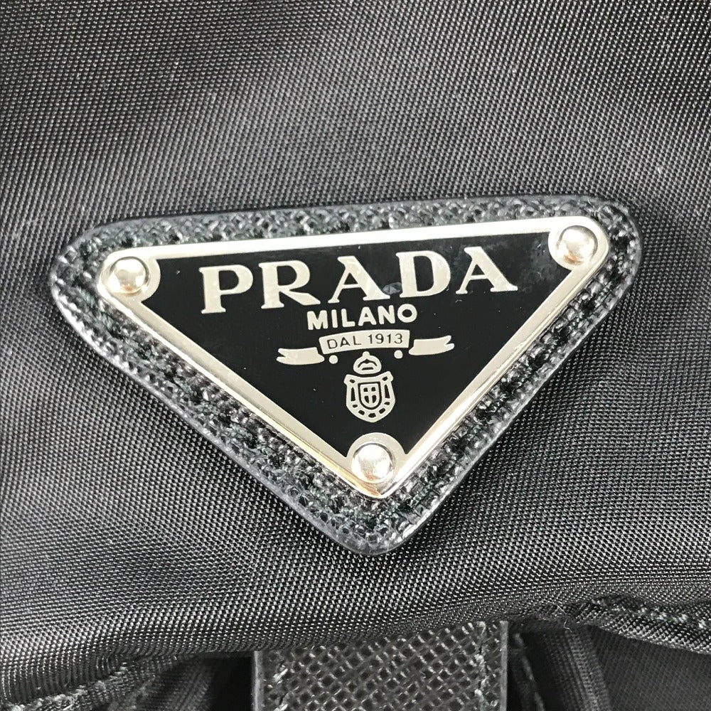 Prada Backpack 1 Bz032 Nylon / Leather Black With Logo Triangle Logo Plate Women Secondhand Authentic