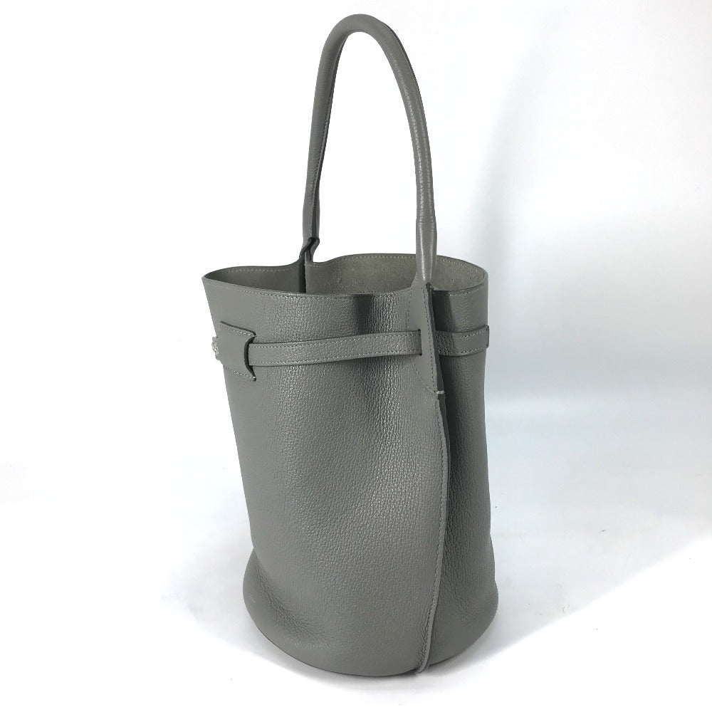 Celine Handbag 187243 Leather Gray Shoulder Bag With Pouch Big Bag Bucket Women Used Authentic