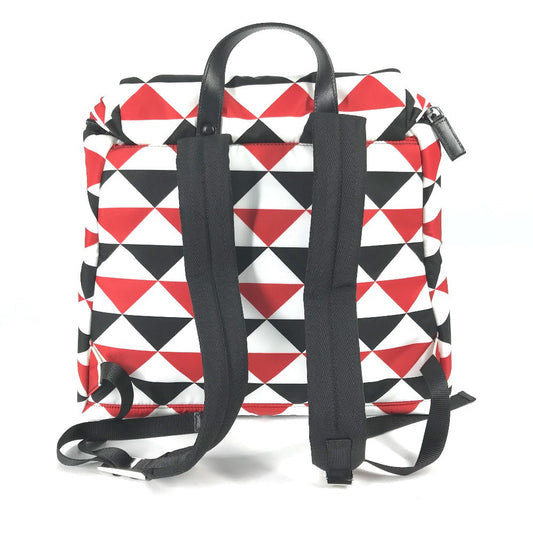 Prada Backpack Nylon Red Triangle Logo Plate Signeau Print Mens Used Authentic