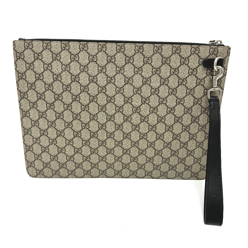 Gucci Clutch Bag 433665 Gg Supreme Canvas Beige Sherry Line Mens Used Authentic