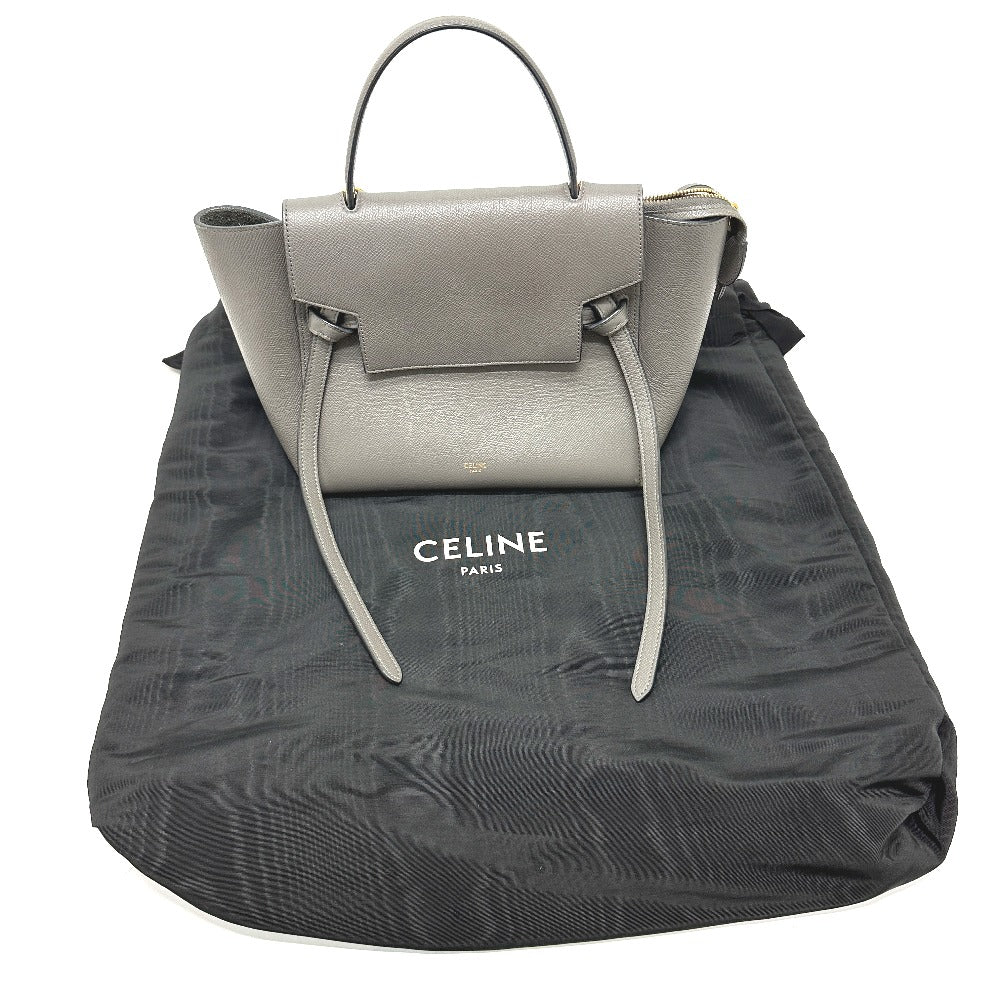 Celine Handbag 189153 Leather Gray Logo Belt Bag Micro Women Used Authentic