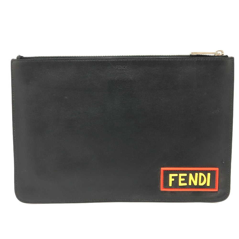 Fendi Clutch Bag 7 N0078 Leather Black Love Mens Used Authentic