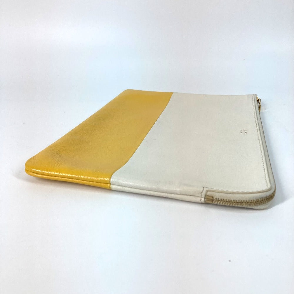 Celine Clutch Bag Leather White X Yellow By Color Women Used Authentic