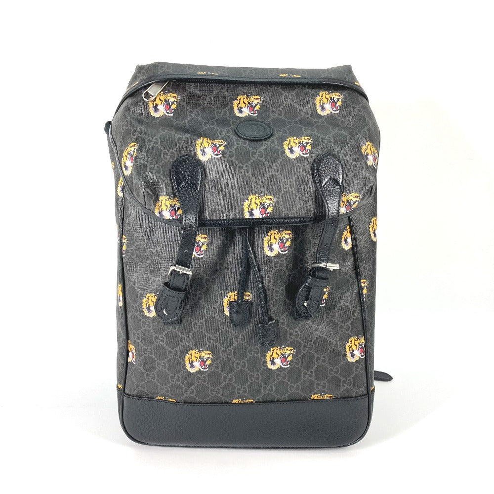 Gucci Backpack 696013 Gg Supreme Canvas Black Interlocking G Medium Backpack Mens Used Authentic