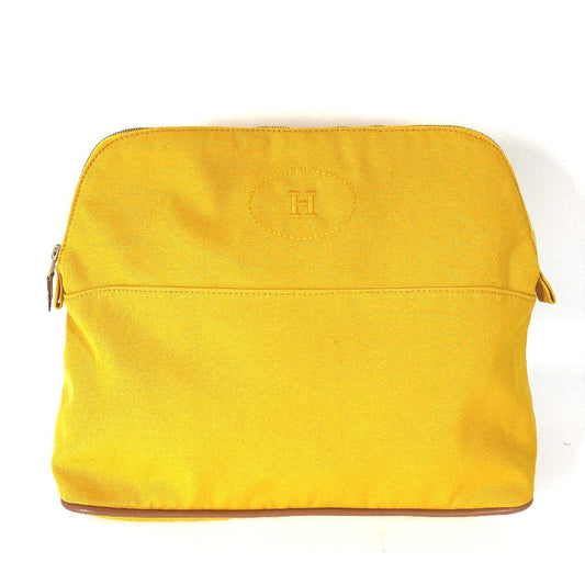 Hermes Pouch Canvas Yellow Cosmetics Pouch Multi Pouch Bolide Gm Women Used Authentic