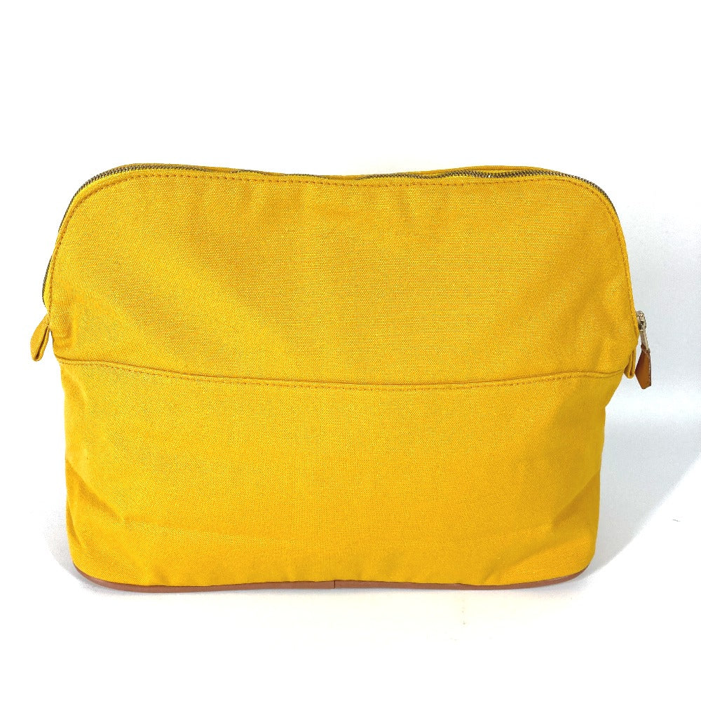 Hermes Pouch Canvas Yellow Cosmetics Pouch Multi Pouch Bolide Gm Women Used Authentic