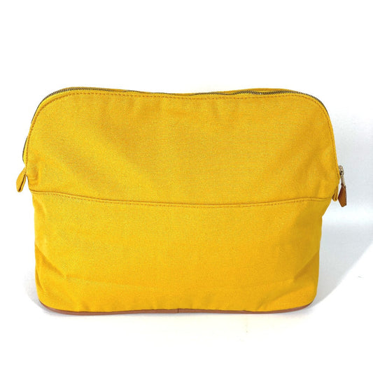 Hermes Pouch Canvas Yellow Cosmetics Pouch Multi Pouch Bolide Gm Women Used Authentic