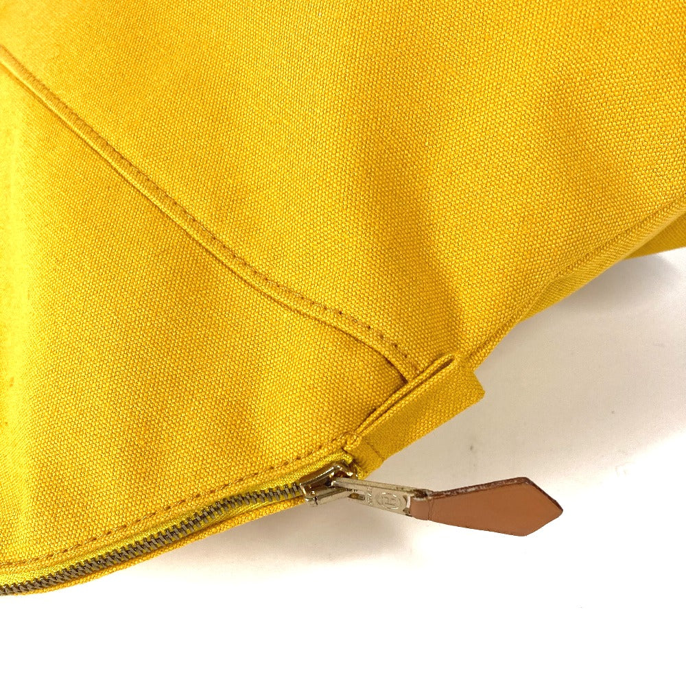 Hermes Pouch Canvas Yellow Cosmetics Pouch Multi Pouch Bolide Gm Women Used Authentic