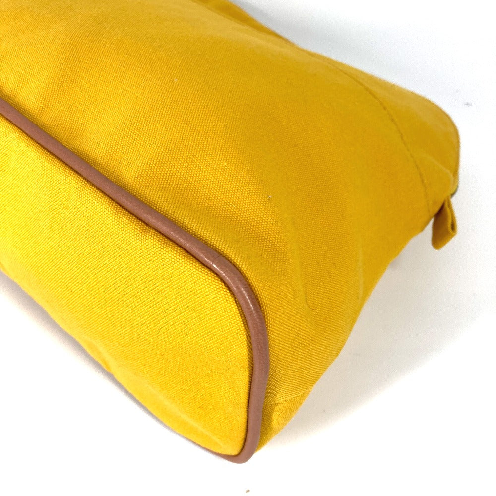 Hermes Pouch Canvas Yellow Cosmetics Pouch Multi Pouch Bolide Gm Women Used Authentic