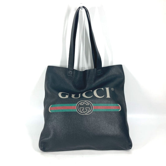 Gucci Tote Bag 572768 Leather Black Sherry Line Logo Print Unisex(unisex) Used Authentic