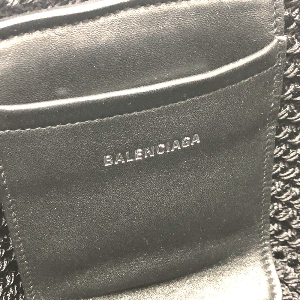 Balenciaga Shoulder Bag 695612 Nylon, Lambskin Black Shoulder Crossbody Ibiza Small Basket Bag Women Used Authentic