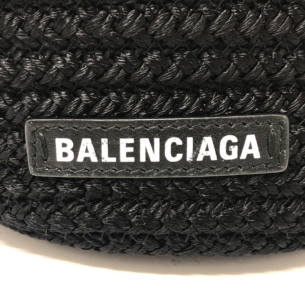 Balenciaga Shoulder Bag 695612 Nylon, Lambskin Black Shoulder Crossbody Ibiza Small Basket Bag Women Used Authentic