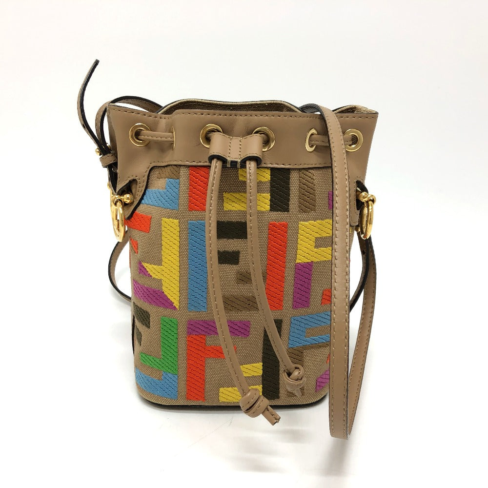 Fendi Shoulder Bag 8 Bs010 Canvas / Leather Multicolor Zucca Bucket Bag Women Used Authentic