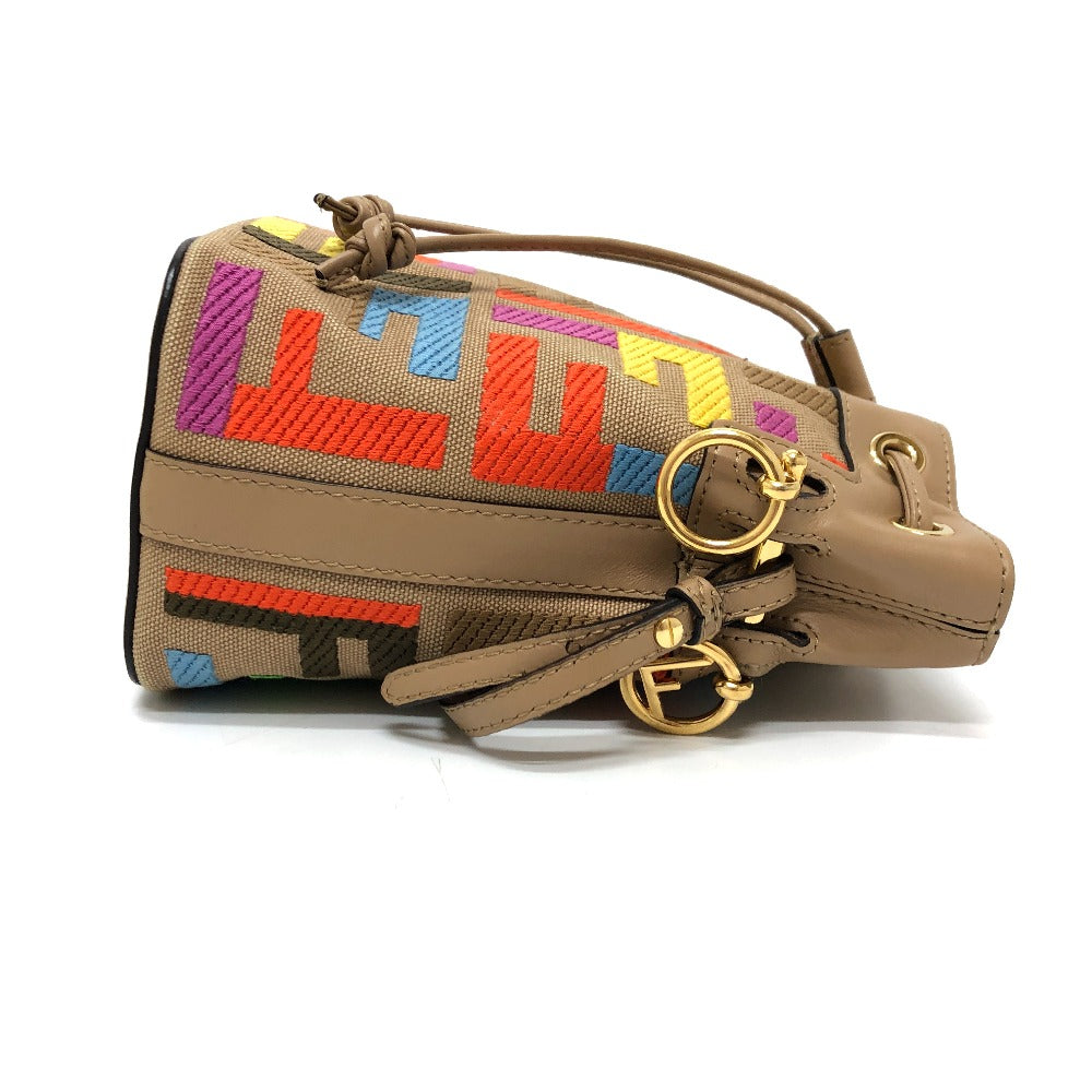 Fendi Shoulder Bag 8 Bs010 Canvas / Leather Multicolor Zucca Bucket Bag Women Used Authentic