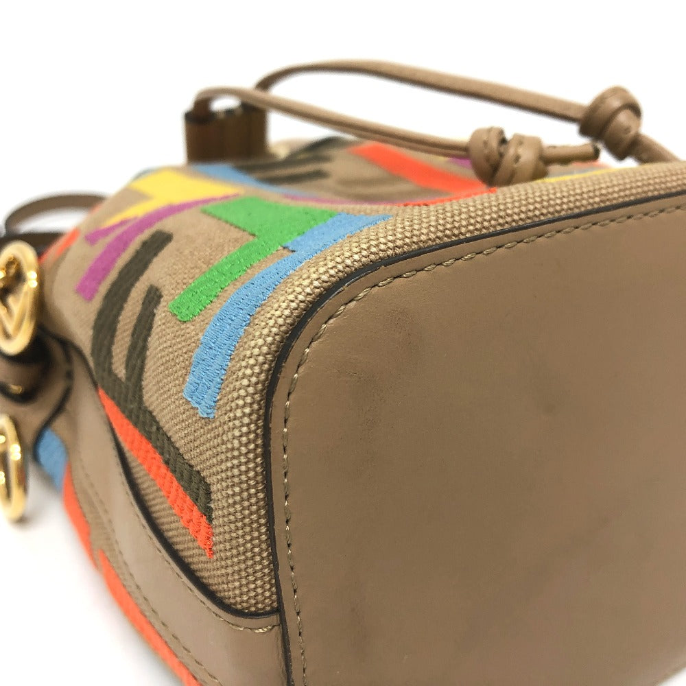 Fendi Shoulder Bag 8 Bs010 Canvas / Leather Multicolor Zucca Bucket Bag Women Used Authentic