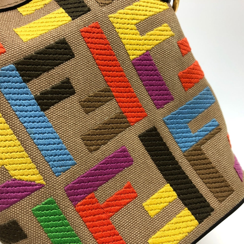 Fendi Shoulder Bag 8 Bs010 Canvas / Leather Multicolor Zucca Bucket Bag Women Used Authentic