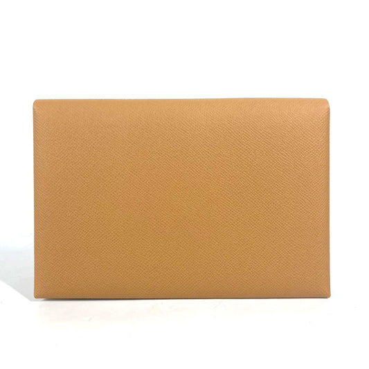 Hermes Clutch Bag Epsom Brown X Pink With Porch Calvi Gm Unisex(unisex) Used Authentic