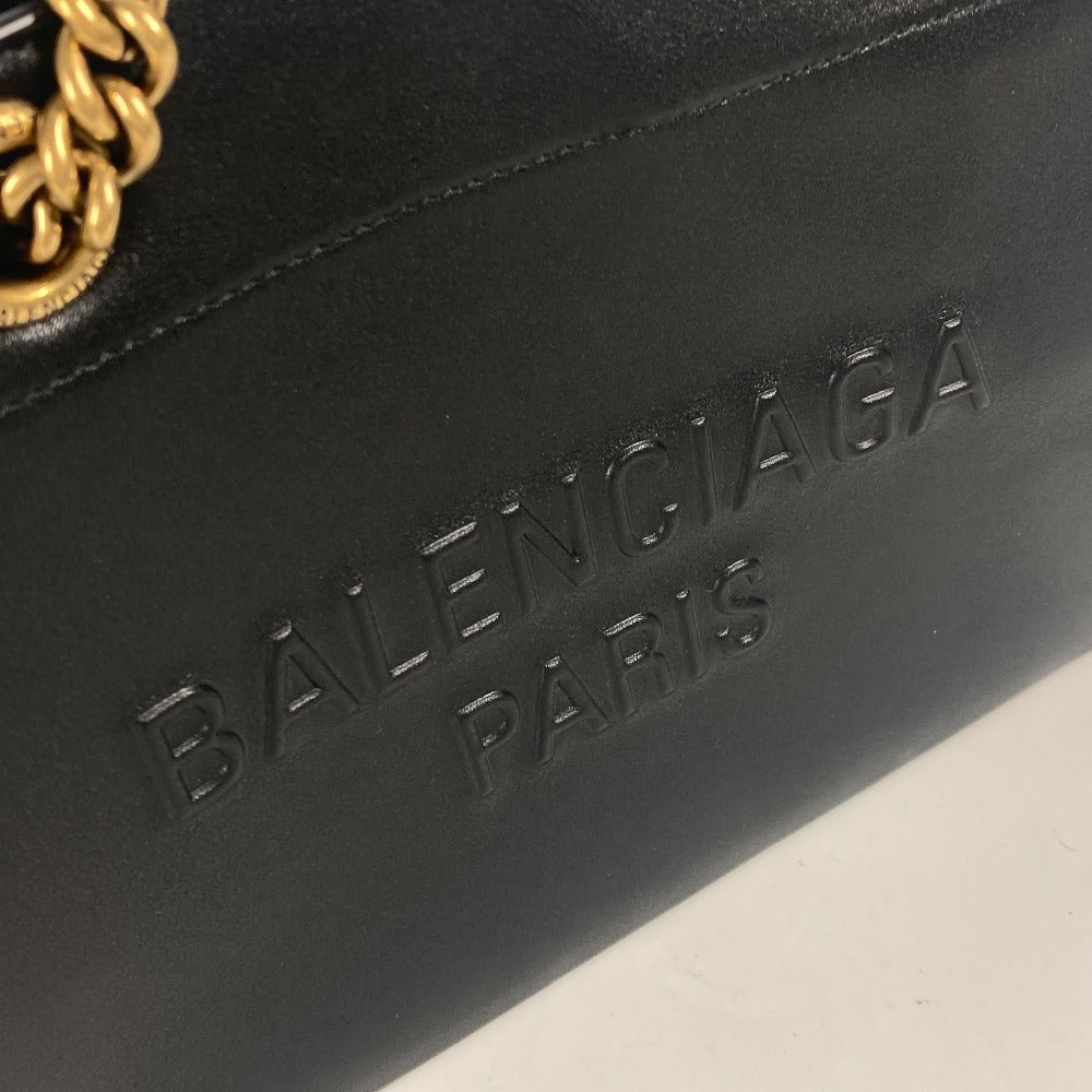 Balenciaga Tote Bag 760012 Leather Black Logo Duty Free Small Women Used Authentic