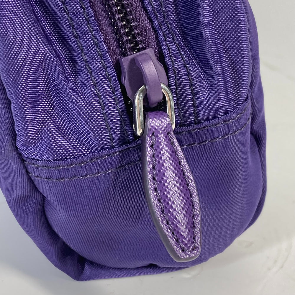 Prada Pouch 1 Na350 Nylon Purple Triangle Logo Women Used Authentic