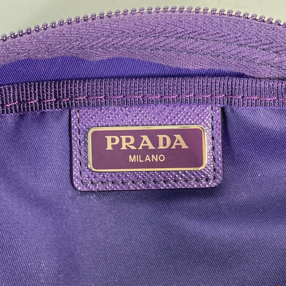 Prada Pouch 1 Na350 Nylon Purple Triangle Logo Women Used Authentic