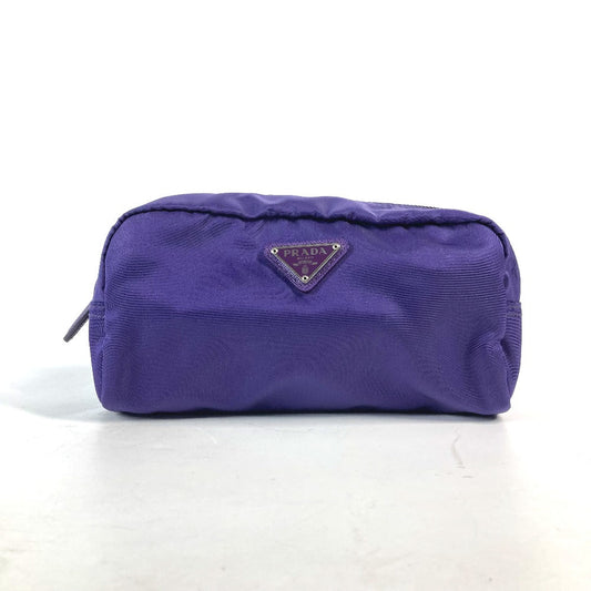 Prada Pouch 1 Na350 Nylon Purple Triangle Logo Women Used Authentic