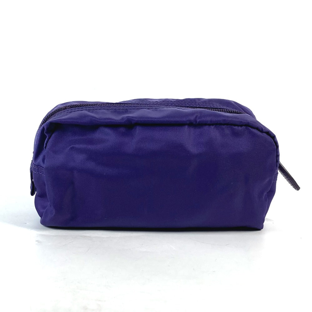 Prada Pouch 1 Na350 Nylon Purple Triangle Logo Women Used Authentic