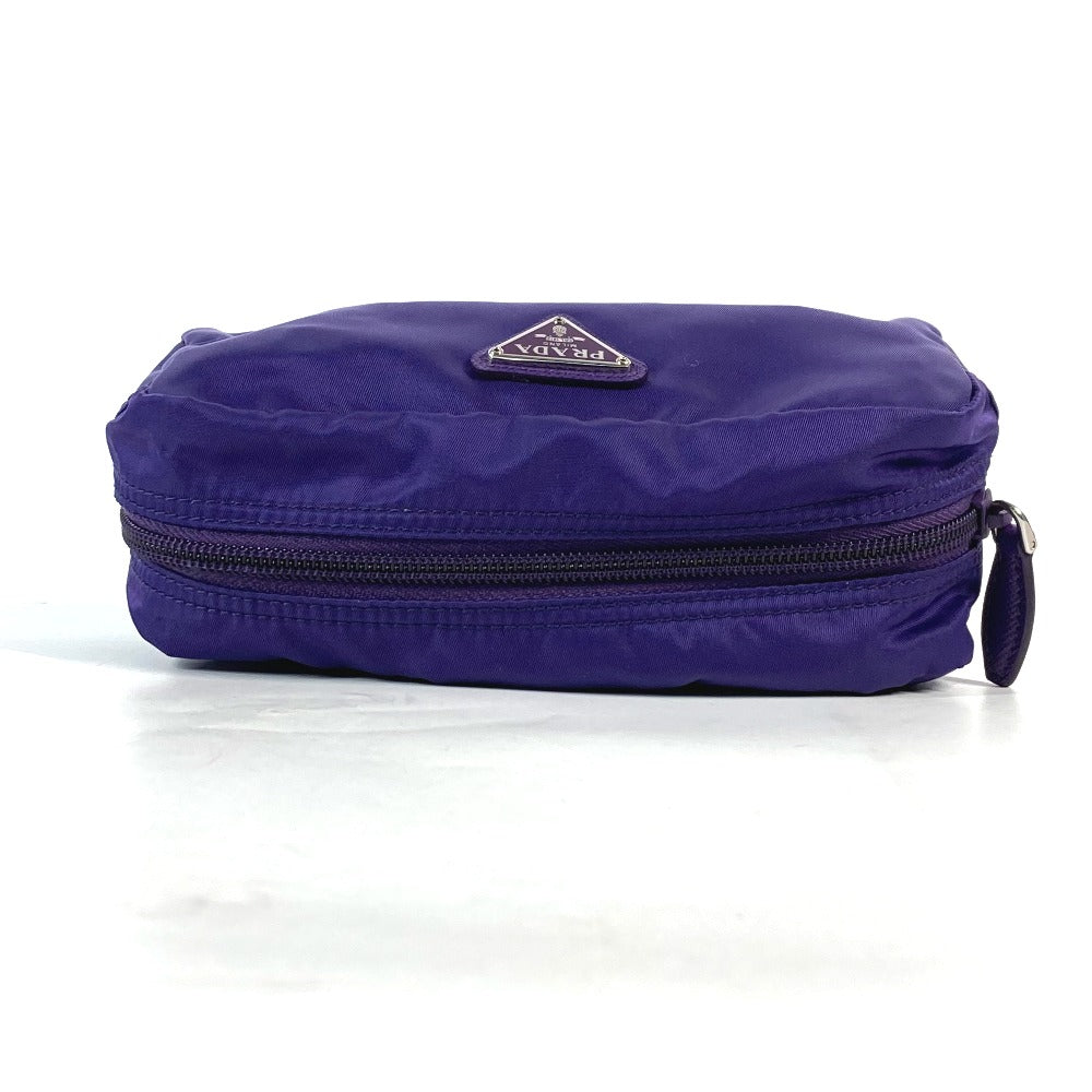 Prada Pouch 1 Na350 Nylon Purple Triangle Logo Women Used Authentic