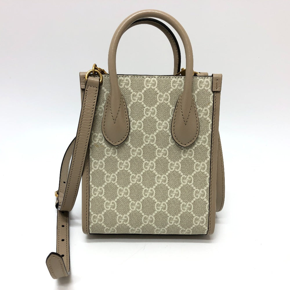 Gucci Shoulder Bag 671623 Gg Supreme Canvas Light Beige Gg Supreme Interlocking G Mini Tote Bag