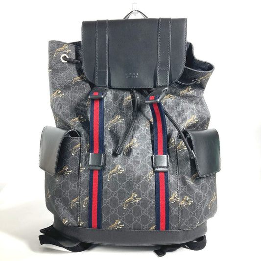 Gucci Backpack 495563 Gg Supreme Canvas Black Gg Supreme Sherry Line Mens Used Authentic