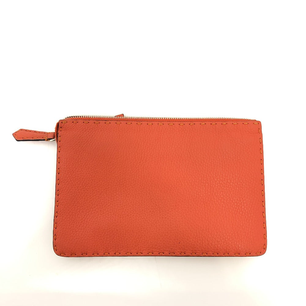 Fendi Clutch Bag 7 Va350 Leather Orange Celeria